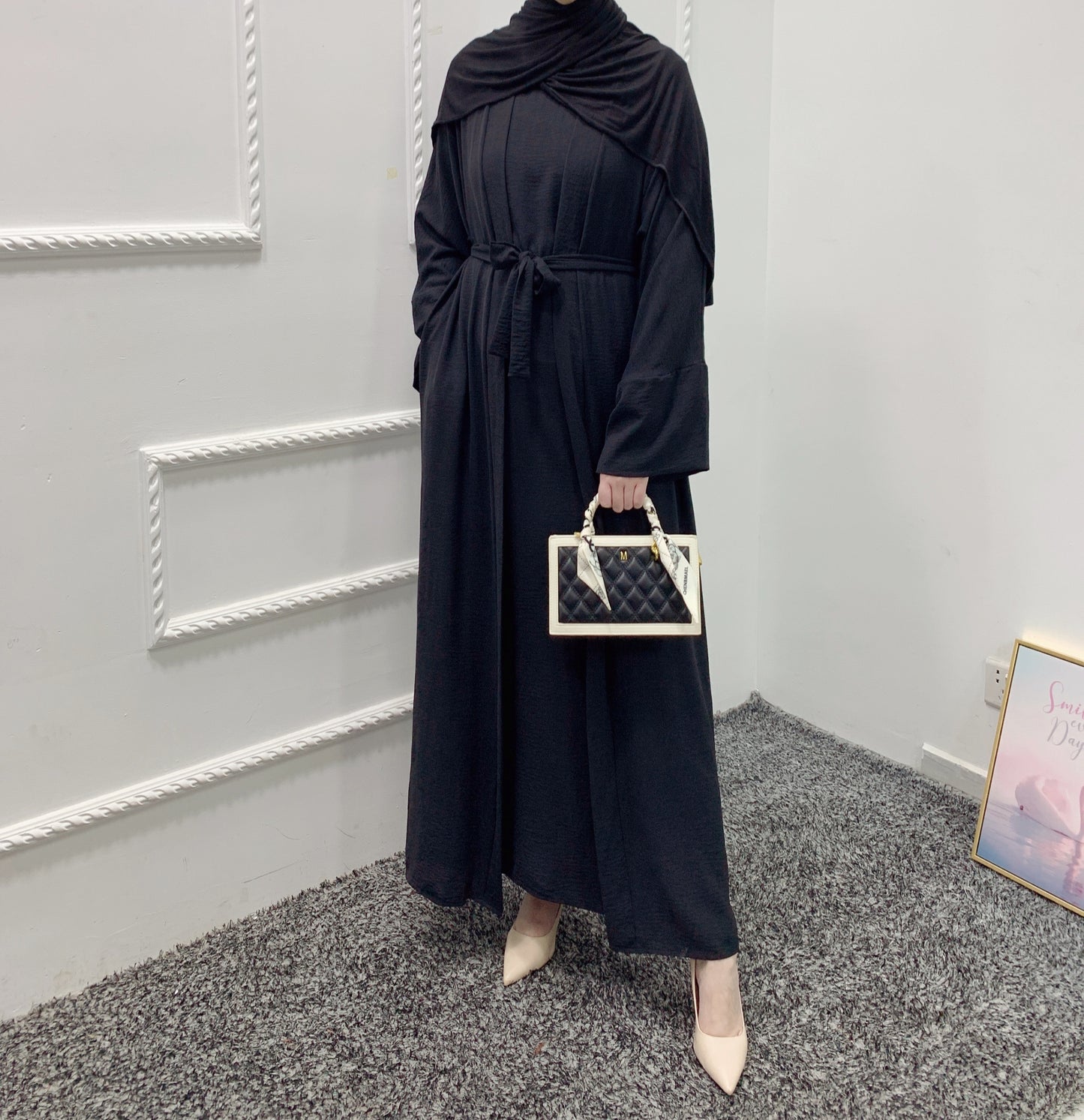 Manufacturer High Quality Women Muslim Dress 3 piece Set Abaya Big Size Turkey Dubai Casual Abaya