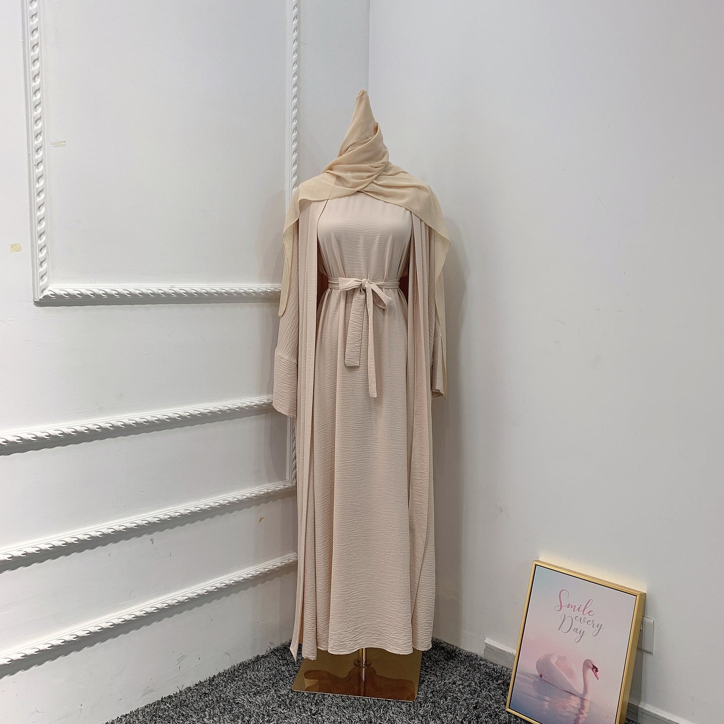 Manufacturer High Quality Women Muslim Dress 3 piece Set Abaya Big Size Turkey Dubai Casual Abaya