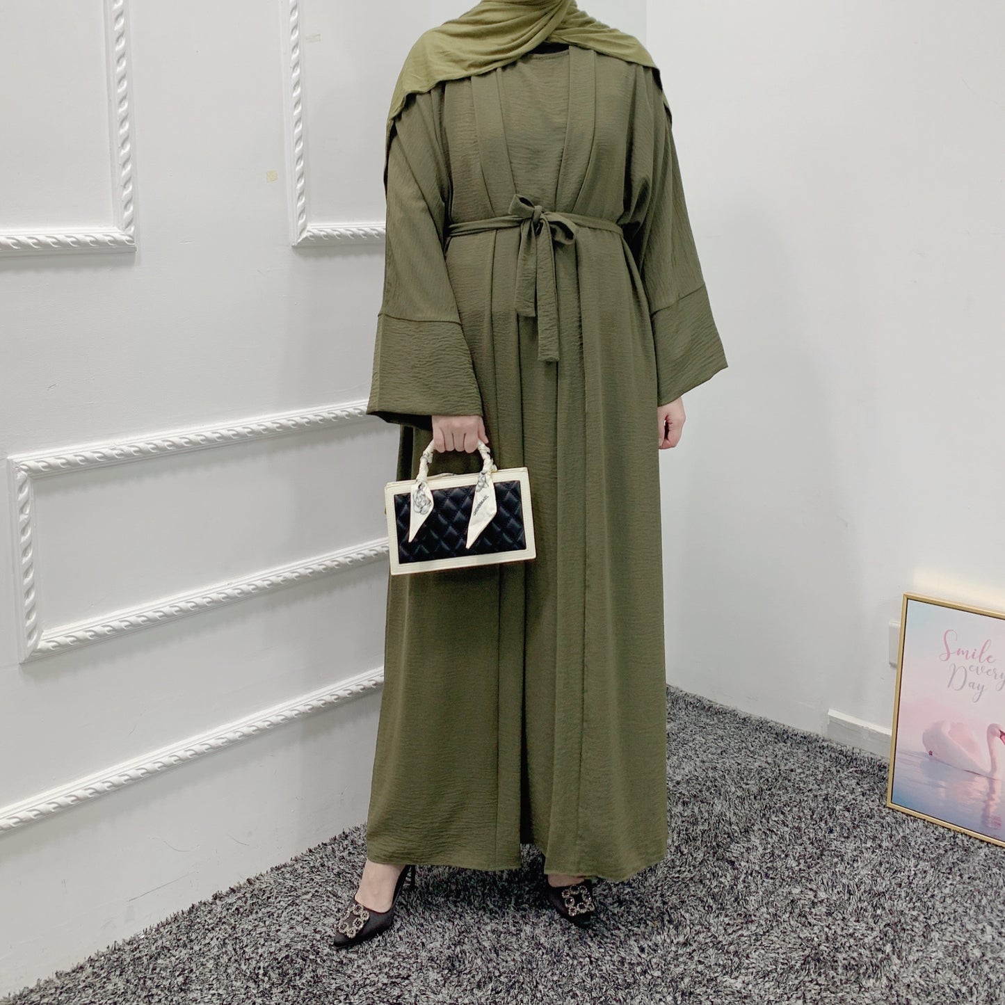 Manufacturer High Quality Women Muslim Dress 3 piece Set Abaya Big Size Turkey Dubai Casual Abaya